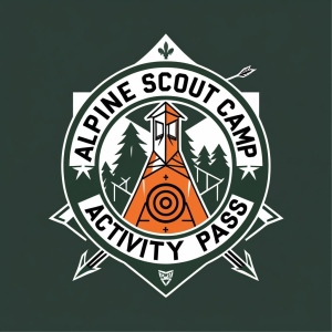 Alpine Scout Camp Activity Pass Logo with Clean White Highlights